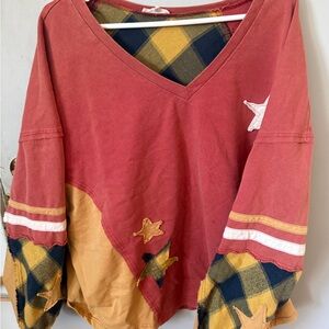 Easel Red and Yellow Patchwork Top